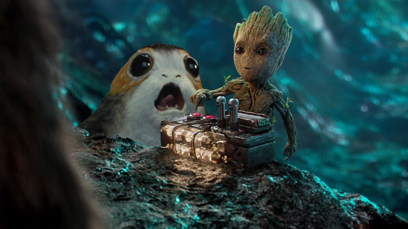 Guardians of the galaxy 2 with a porg