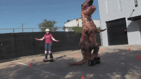 T-rex on a hoverboard