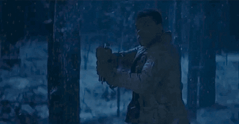 Finn lightsabers in the snow