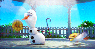 Olaf and a seagull dancing