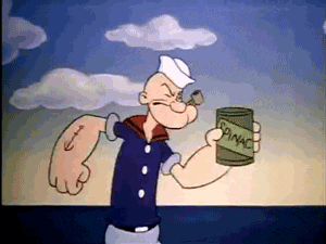 Popeye downing some spinach