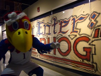 Jayhawk and Beware of the Phog banner