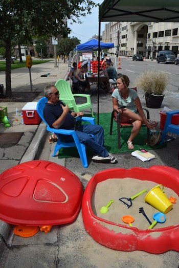 Children's Sandbox at Convert Capitol Avenue Week in Downtown Lansing Photo by Michigan Municipal League