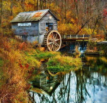 Hyde's Mill in Fall Crop Version