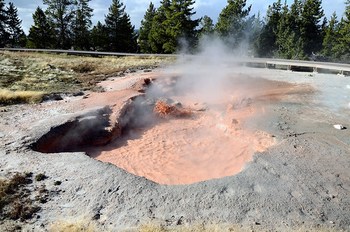 The Red Spouter geyser in the Lower Geyser Basin : Seen from the Fountain Paint Pot trail, Yellowstone National Park, Wyoming, USA