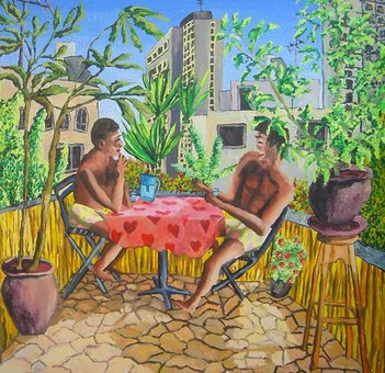 gay art homosexual couple queer art paintings lgbt painter raphael perez life story   האמנות הישראלית
