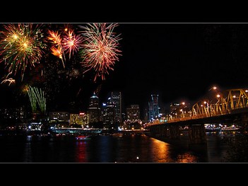 4th of July Fireworks - Portland Oregon - HDR