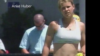 Anke Huber entrenando
