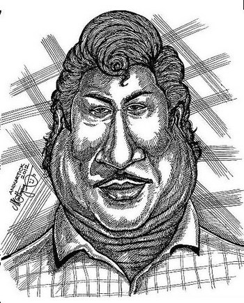 SIVAJI GANESAN Actor Caricature - NADIGAR THILAGAM - SEVALIYAE SIVAJI GANESAN - One of the Great Actors in Universe - Portrait Art by Oviyar Anikartick,Chennai,Tamil Nadu,India