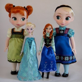 Anna and Elsa Toddler 16'' Dolls vs Classic 12'' Dolls - Frozen - Disney Store Purchase - Full Front View #2