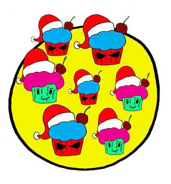 Christmas Holiday Santa Hat Cupcakes Pee Wee Kids Cute Food Kawaii Adorable Anime Chibi Book Cartoon