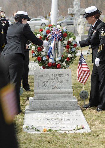 Wreath-laying ceremony for 1st female enlisted Sailor and 1st female Chief, Loretta Perfectus Walsh.
