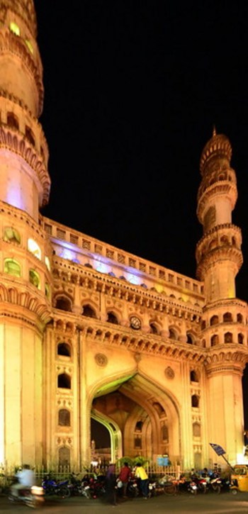 India - Telangana - Hyderabad - Charminar Mosque At Night - 16