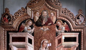 IMG_4102O Jacopo Loschi 1425-1504 Parma  Vierge à l'Enfant, anges et le Père Eternel  Virgin and Child, Angels and the Eternal Father 1471 Galleria Nazionale di Parma