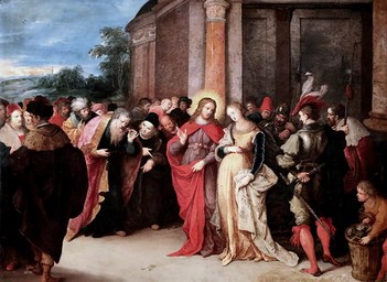 IMG_1692 Frans Francken II  1581-1642 Anvers Le Christ et la femme adultère  Christ and the adulterous woman  Cherbourg Musée des Beaux Arts Thomas Henry