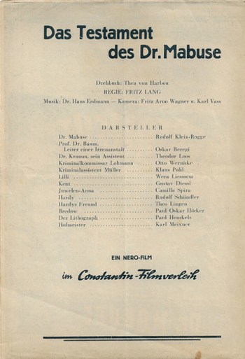 Flyer Das Testament des Dr. Mabuse (1933), 2