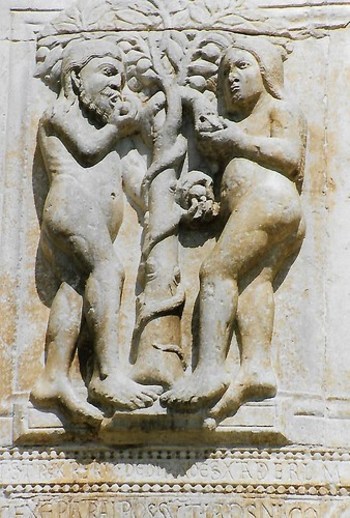 Verona, Basilica San Zeno, bronze door, Fall of Men