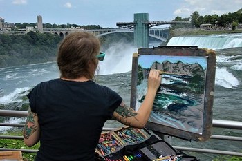 Artist, Niagara Falls State Park, New York State, USA.