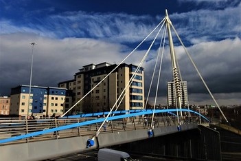 Pedestrian Bridge Over The Central Motorway, Newcastle Upon Tyne, Tyne & Wear, England.