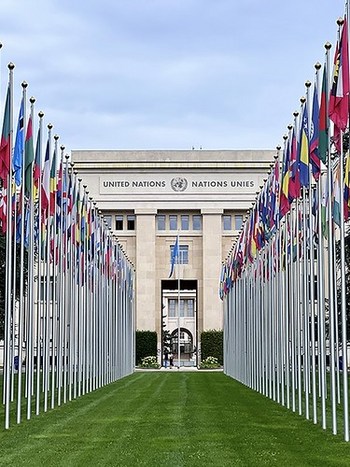 GENEVA, SWITZERLAND - United Nations building/ ЖЕНЕВА, ШВЕЙЦАРИЯ - здание ООН