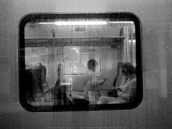 train window.2(My wife and son. Yui.)