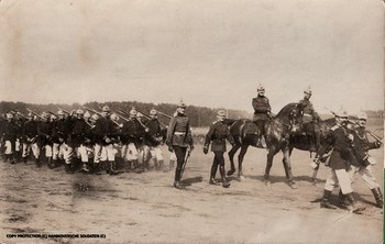 Thirsty, dusty men of Brunswick Infanterie-Regiment Nr. 92 return from the exercise grounds, sometime before WW1, likely around 1910.