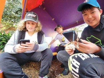 Isaac, Liam, Julian catching Froakie at Warrawee Park Oakleigh on Pokemon Go Community Day August 2023