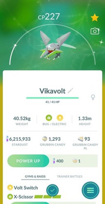 Shiny Vikavolt cp227 - Grubbin Pokemon Go Community Day September 2023