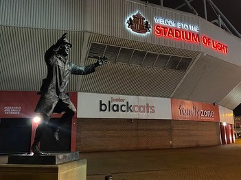 Bob Stokoe Statue, Stadium Of Light, Monkwearmouth, Sunderland, Tyne & Wear, England.