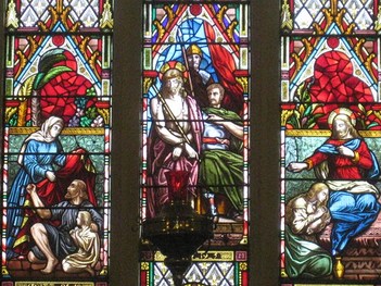 Detail of the Matthew, John and Mark Chancel Window; St. Peter's Church of England - Sturt Street, Ballarat