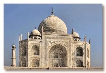 Agra IND - Taj Mahal Base, dome, and minaret 02