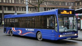 Go Goodwins WSV 541 in Manchesters Piccadilly Gardens working a 99 service to Sale