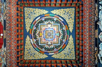 India - Bihar - Bodhgaya - Bhutanese Monastery - Ceiling - 178