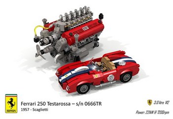 Ferrari 250 Testarossa (sn 0666TR) and UCS-scale Tipo-128-LM 3.0L V12