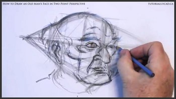 learn how to draw an old man's face in two point perspective 025