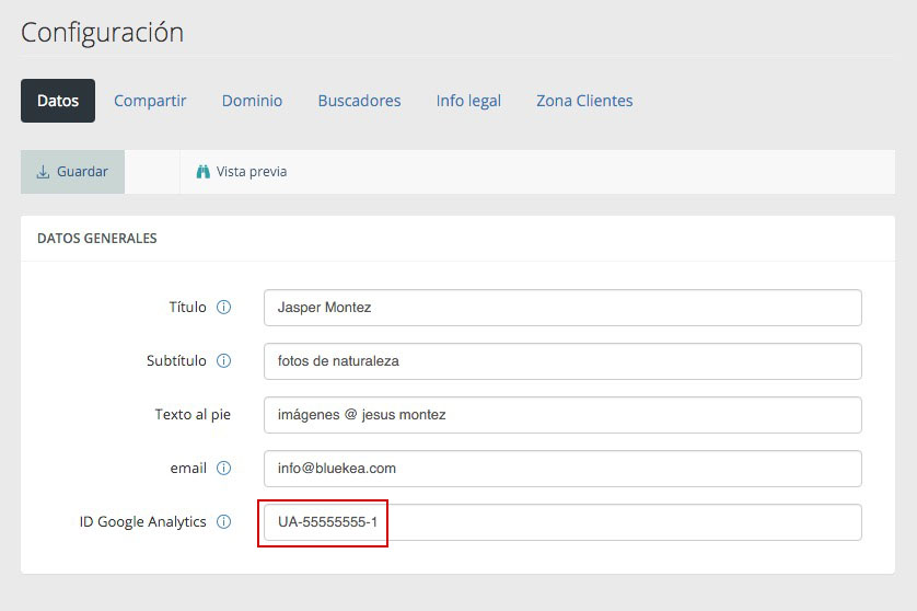 Configuración analytics