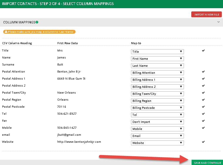 contacts importing