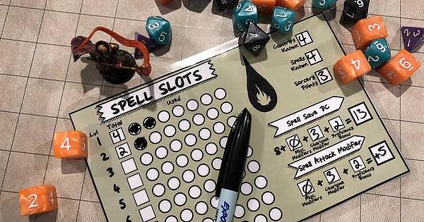 5e Spell Slot/cheatsheet Cards for my Spellcasters [OC] : DnD