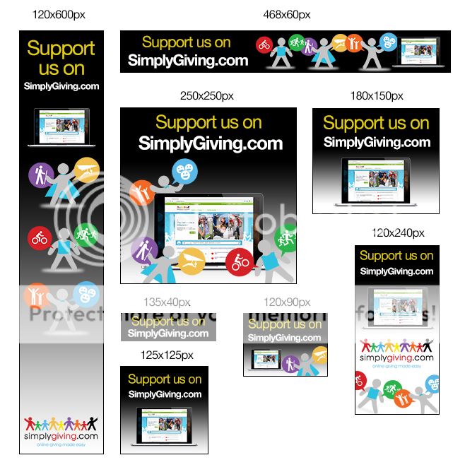 Promotional Web Banners Black Support Us Set Simplygiving