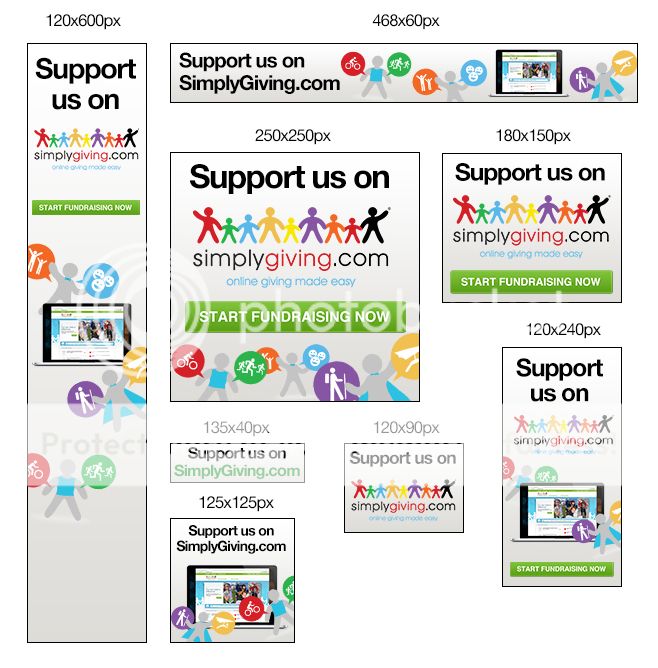 Promotional Web Banners White Support Us Set Simplygiving