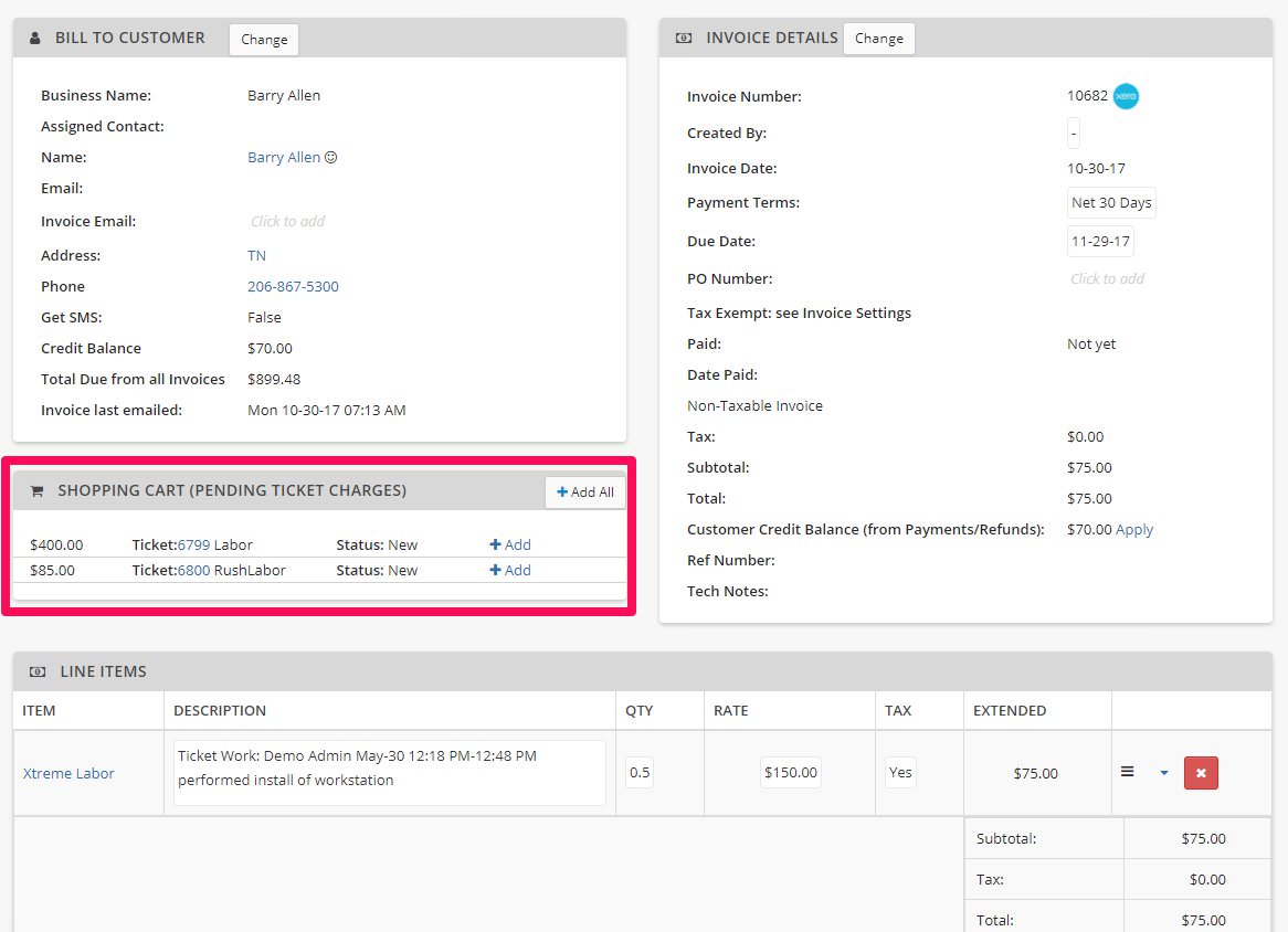 Multiple Tickets on an Invoice Help Center