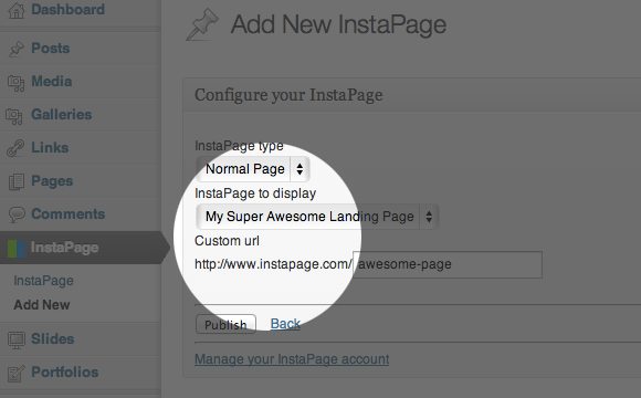 Create a URL, hit Publish, and you're ready to promote your landing page!