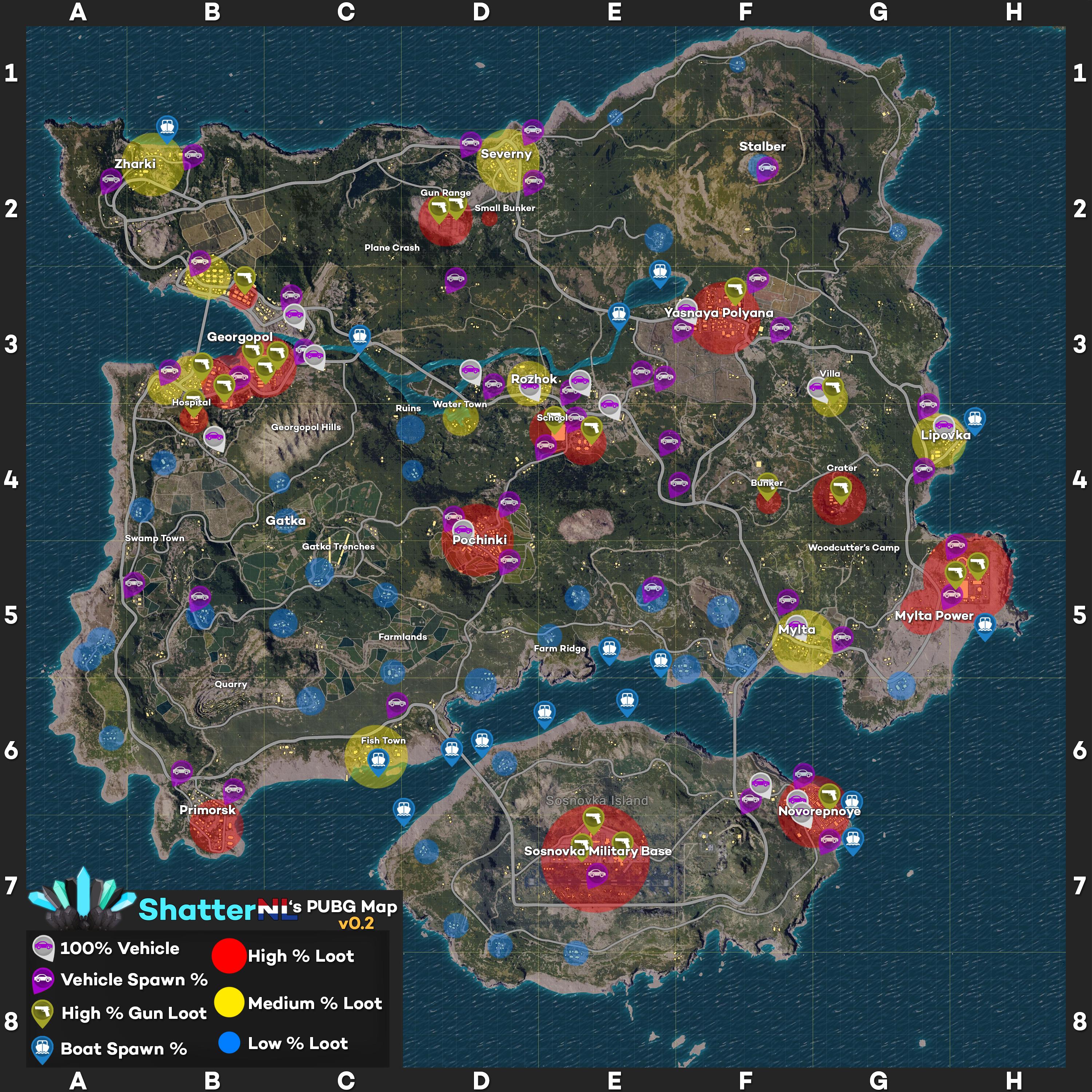 Loot/Vehicle/Boat Map (ShatterNL's PUBG Map v0.2 ... - 600 x 315 jpeg 67kB