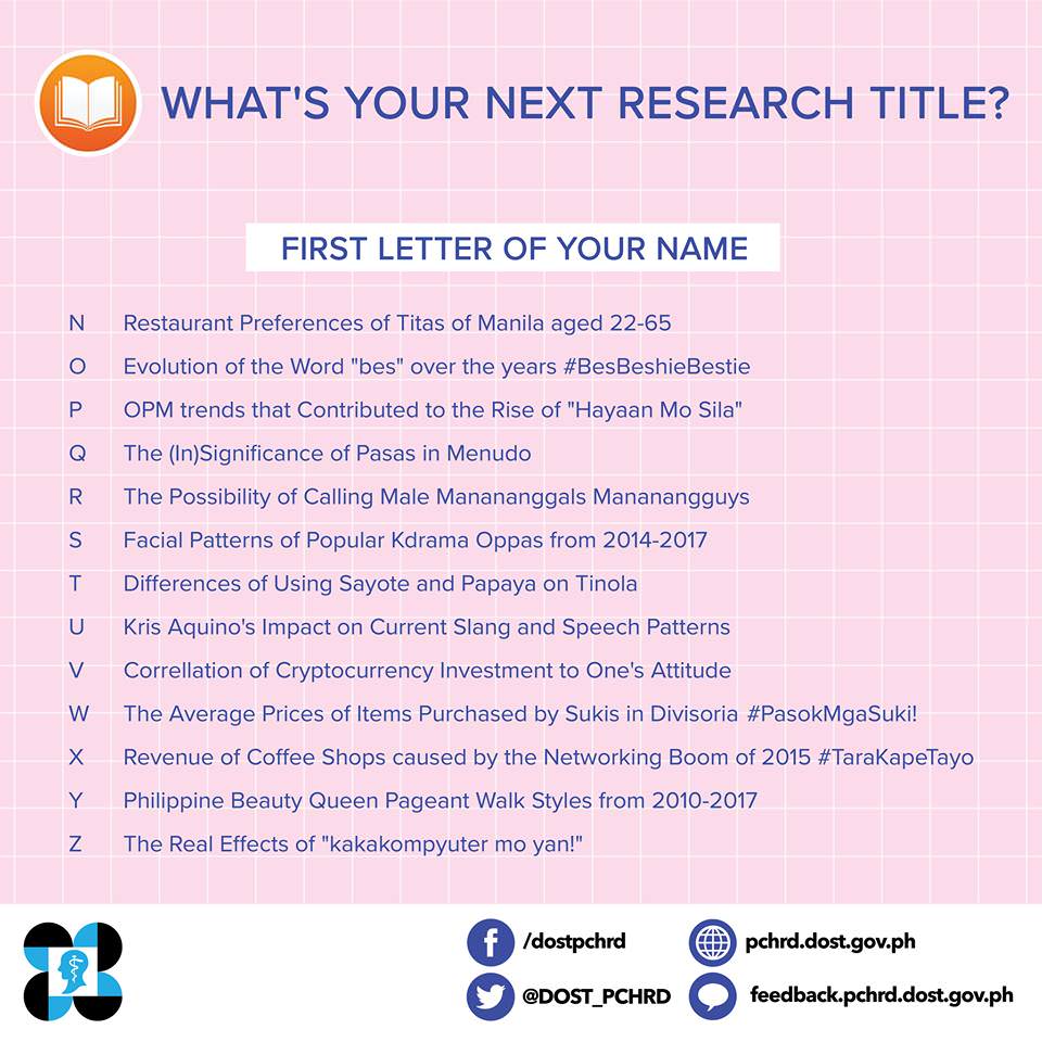 research titles examples for highschool students philippines