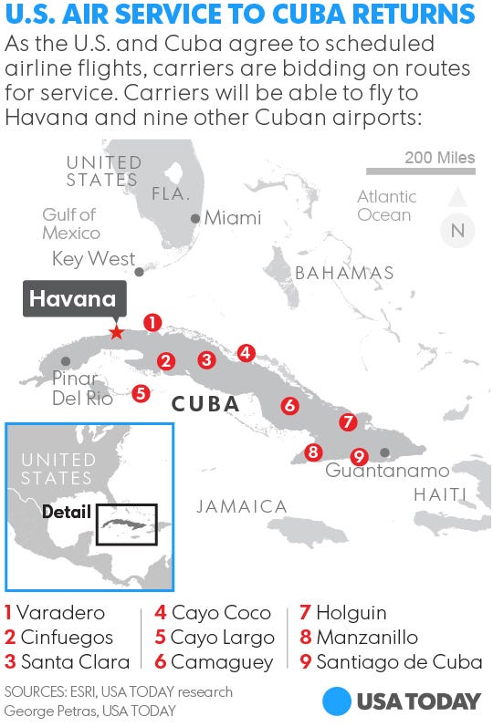 List Here are the Cuba route U.S. airlines want