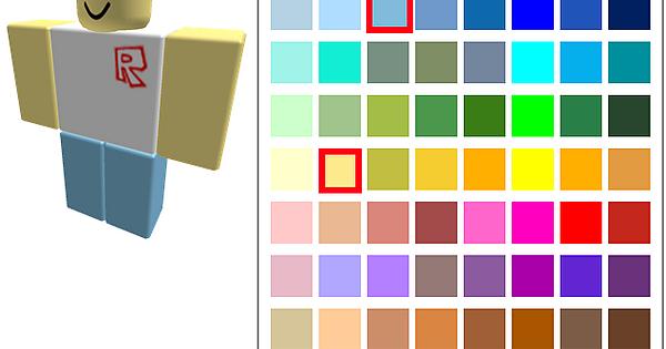 Roblox Noob Torso Color - roblox noob color pallete color palette