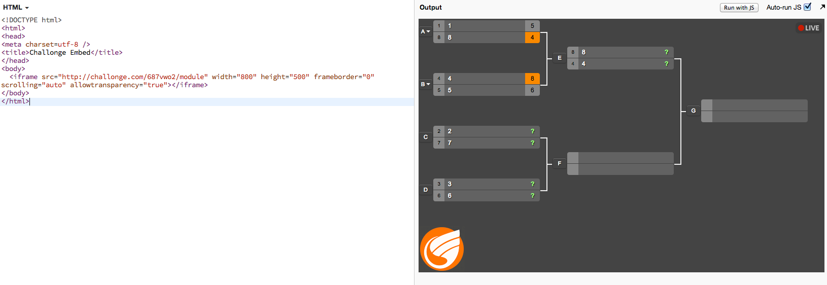 Embedding brackets in your website CHALLONGE! Feedback & Support