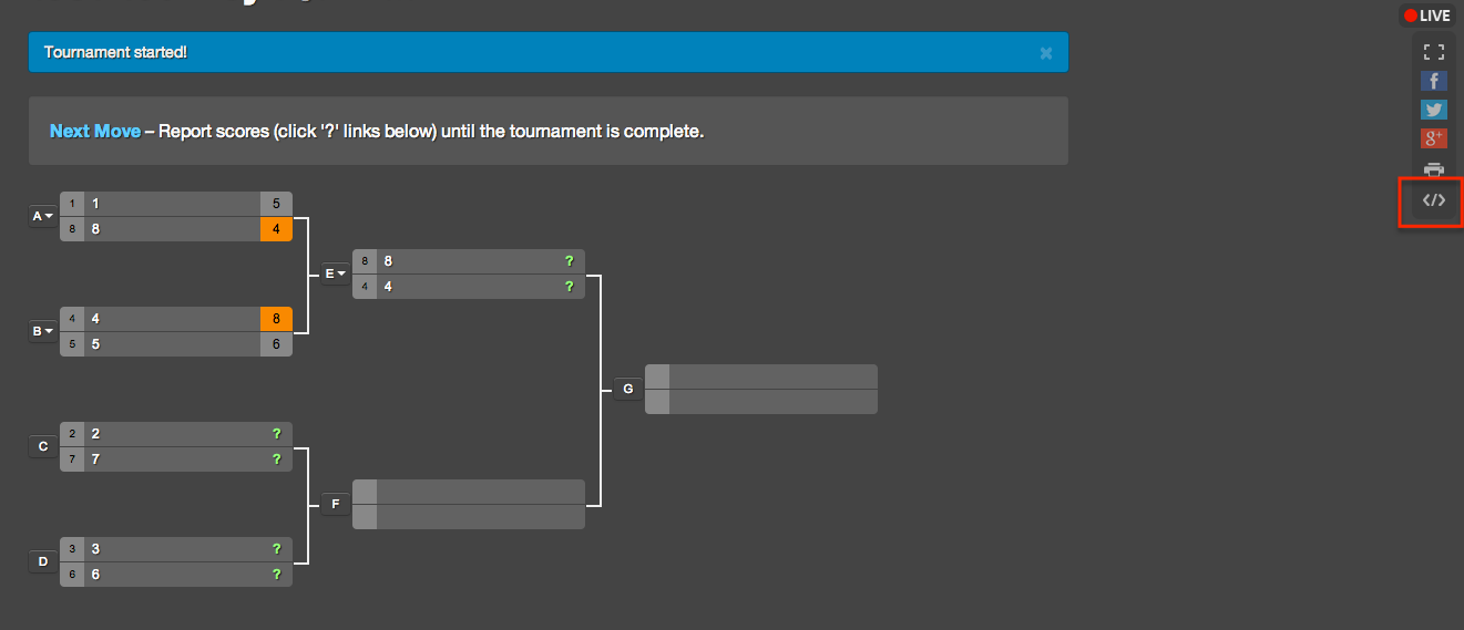Embedding brackets in your website CHALLONGE! Feedback & Support
